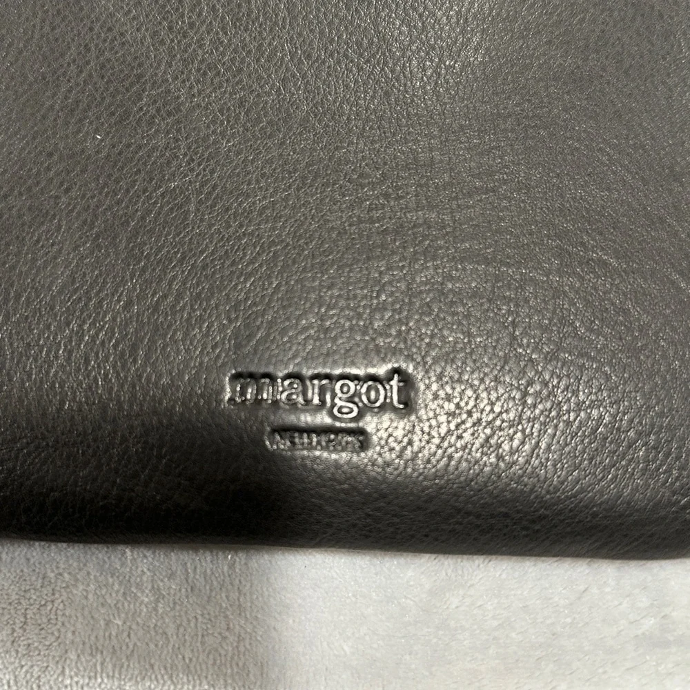 Margot Split Pocket Black Leather Crossbody Bag NEW